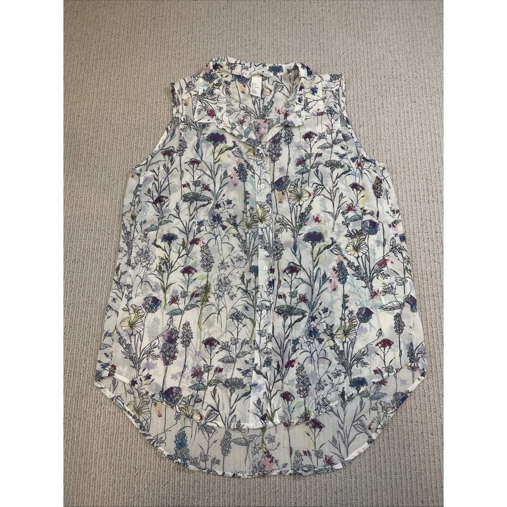 H&M Size 8 Wildflower Sleeveless Button Front Blouse Lightweight Spring Top